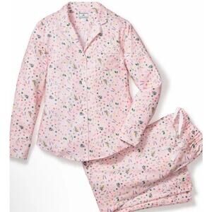 PETITE PLUME Womens Pajama Set Vintage Sweets Pink Long Sleeve Pants L NEW $118